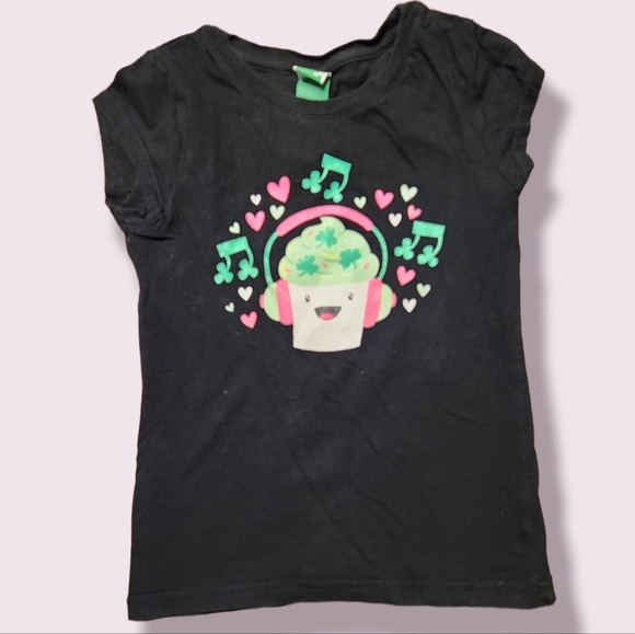 Target Other - Headphones and Music Note Short Sleeve T-Shirt Cupcake with Headphones (6-6x)